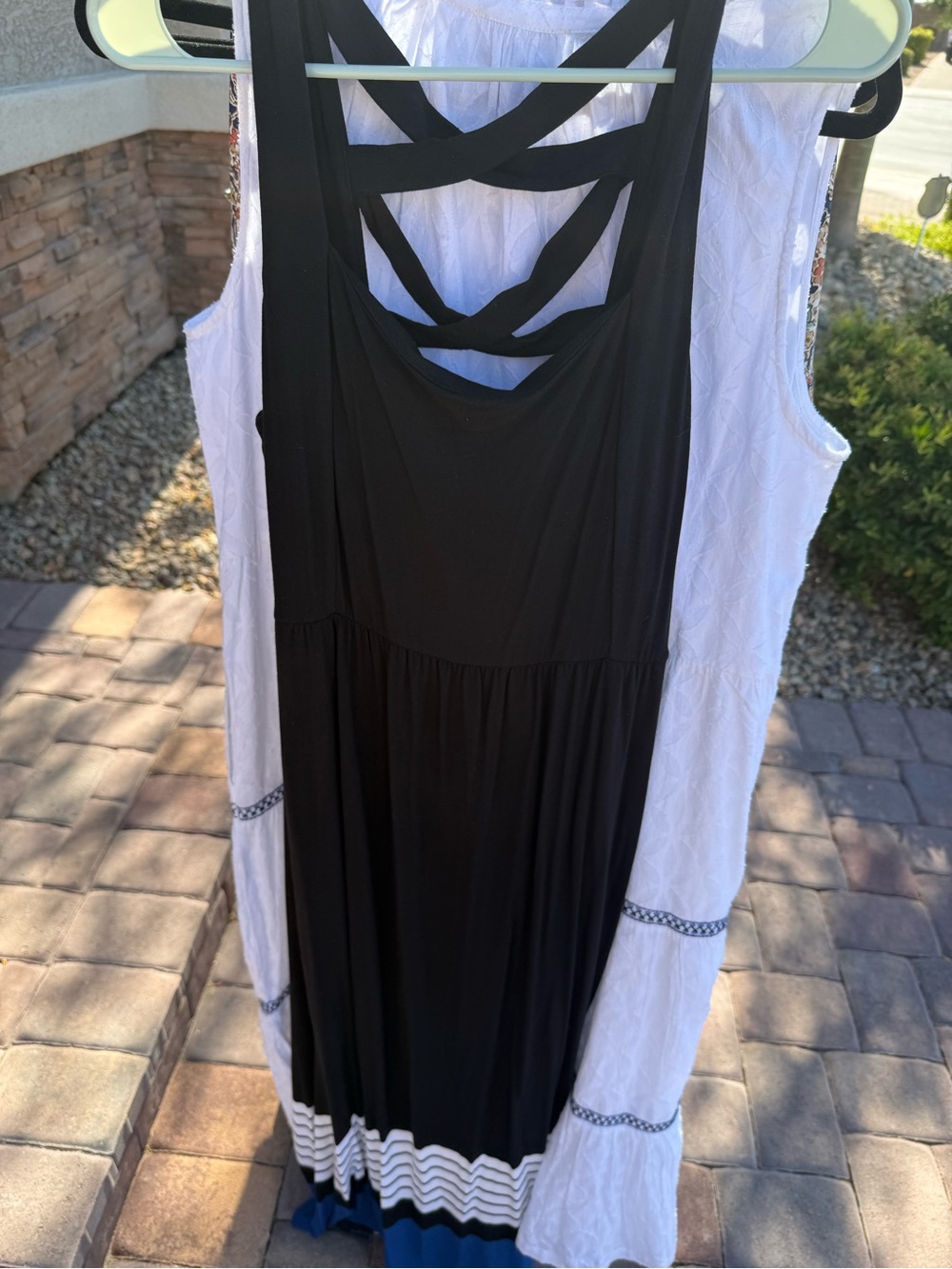 Soma Black Maxi Dress with Blue and White Hem Trim - Picture 3 of 3